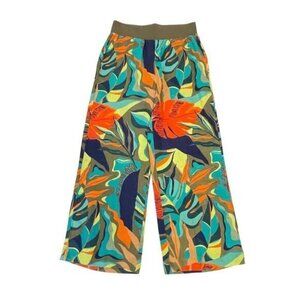 Soft Surroundings Tropical Linen Pants Wide Leg Floral Print Size XS Small